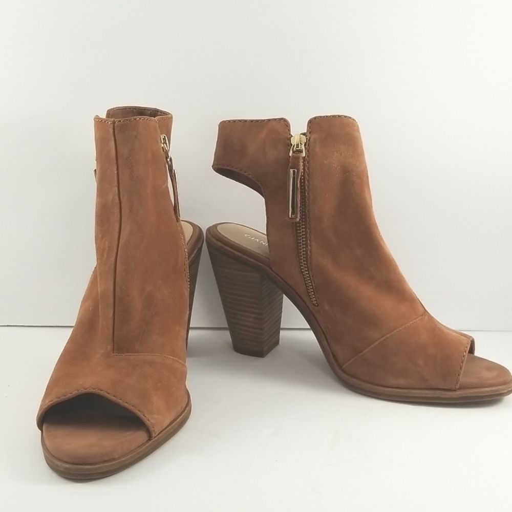 Gianni Bini Womens Cognac Suede Open Toe Slingback Booties Size 11M